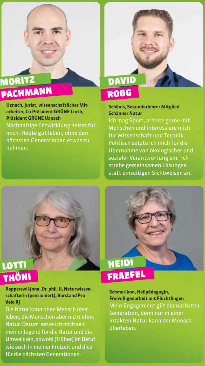 133 Kandidat*innen für mehr GRÜN im Kantonsrat GRÜNE Linth